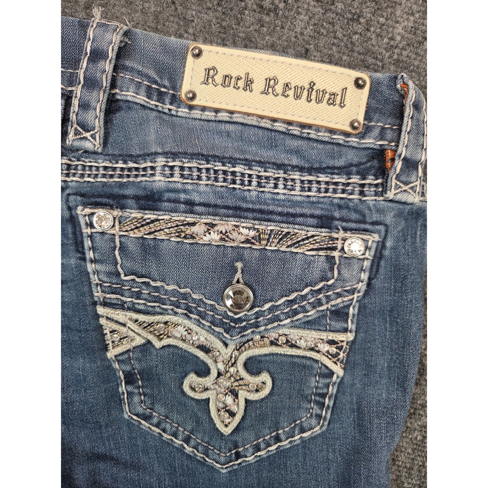 Rock Revival Easy‎ Crop Jeans Womens 28 Blue Class Stretch